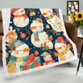 thumbnail image 1 of Cute Christmas Snowman Sherpa Blanket Throw Blanket For Bed Chair Sofa Blanket For Women Men Blanket Microfiber, 1 of 8