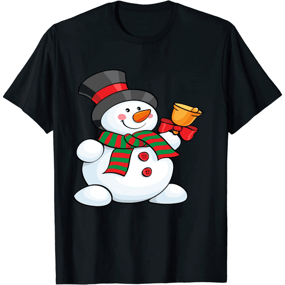 Cute Christmas Snowman Striped Scarf Christmas Hat Christmas Short Sleeve 3508239_black