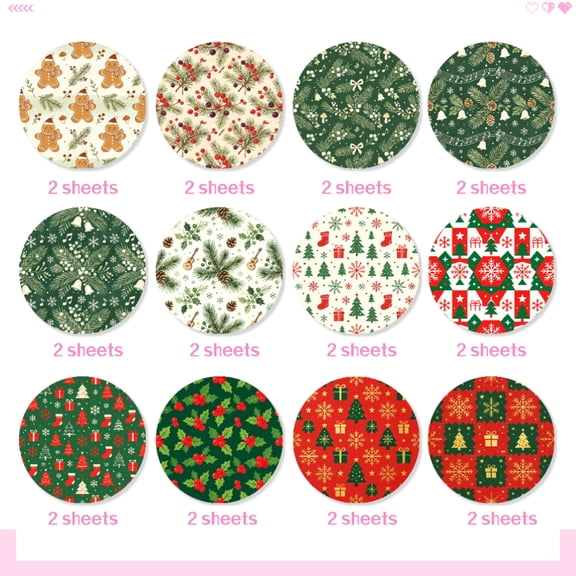 Cute Christmas Themed Journal Paper, 24 Pack 6x6 Inches, Adorable Holiday Pattern Paper for DIY Decoration, Origami