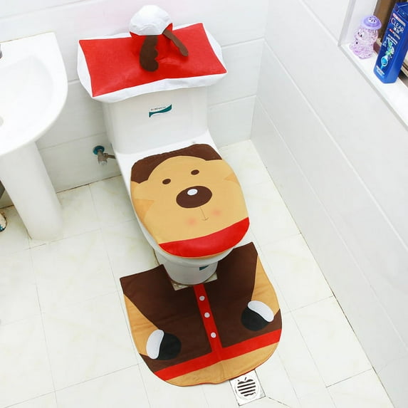 Cute Christmas Toilet Seat Covers Creative Santa Claus Bathroom Mat Xmas Supplies for Home New Year Navidad Gift Decor