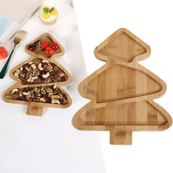 Cute Christmas Tree Dinner Plate with Decorations – Multi-Compartment Holiday Snack Tray for Desserts, Fruits & Candies – Christmas Party Tableware for Restaurants, Home, Parties & Festive Events