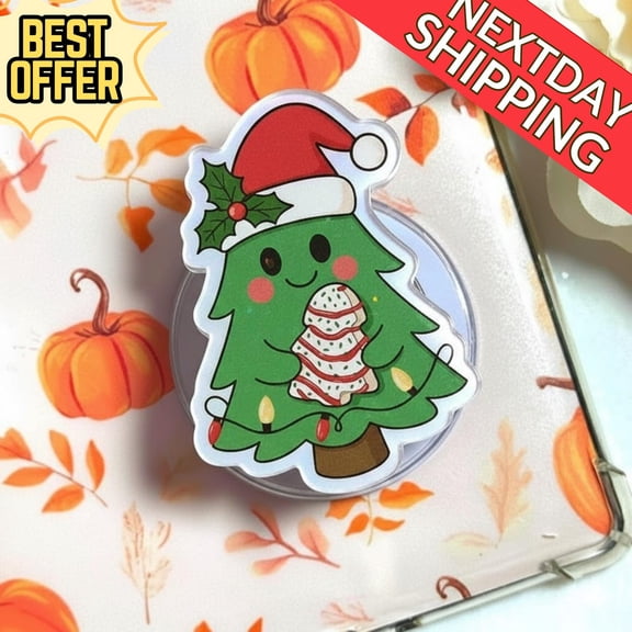 Cute Christmas Tree MagSafe Phone Grip  Holiday Cupcake Tree GripTok, Festive Kawaii Magnetic Alternative, Xmas Gift for Teens