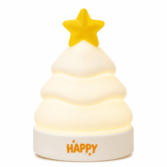 Cute Christmas Tree Night Light for Kids, Soft Silicone LED Lamp, Touch Control, 3 Brightness Levels, 30-Min Timer, Rechargeable Holiday Gift