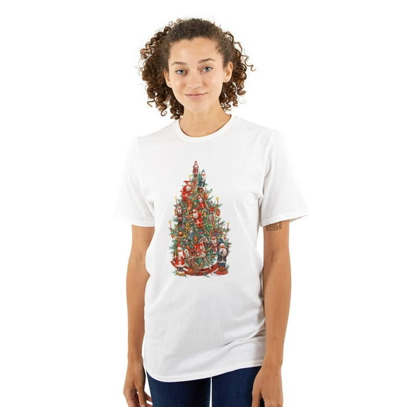 Cute Christmas Tree Santa Décor Women's Graphic T Shirt Tees Brisco Brands S