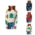 thumbnail image 1 of Cute Christmas Tree Sweaters for Women 2025 Long Sleeve Crewneck Xmas Knitted Pullover Sweater Jumper Tops, 1 of 8