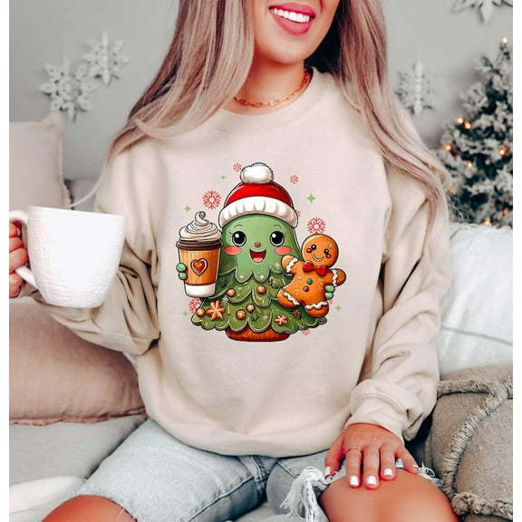 Cute Christmas Tree Sweatshirt, Christmas Sweater, Christmas Crewneck, Holiday Sweaters, Winter Sweatshirt, Christmas Gingerbread Shirt