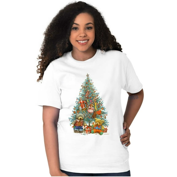 Cute Christmas Tree Teddy Bears Women's Graphic T Shirt Tees Brisco Brands M