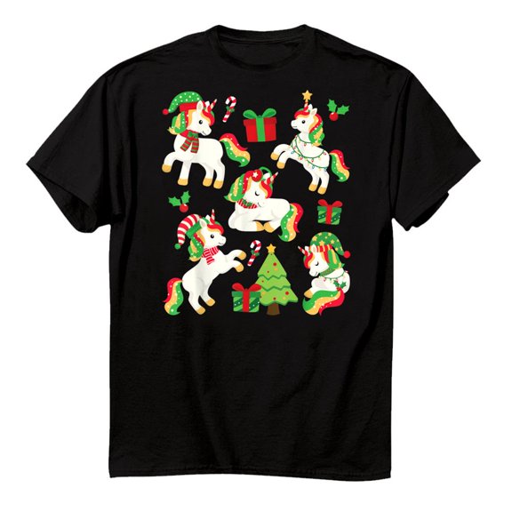 Cute Christmas Unicorns Holiday Magical Winter Graphic Unisex T-Shirt up to size 5XL