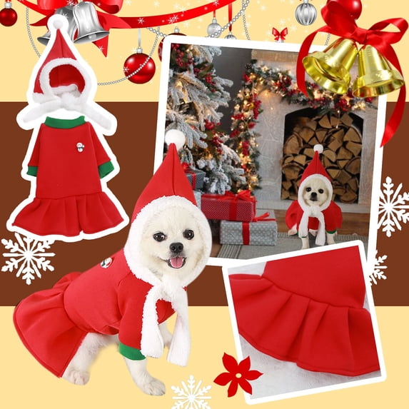 Cute Christmas Winter Pet Gift Set, Warm Sweater Jacket Matching Hat for Small Dogs & Cats