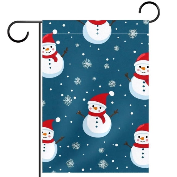 Cute Christmas Winter Snowman and Snowflakes Decorative Garden Flag for All Seasons, 12 x 18 Inch Small Vertical Double Sided Outside Decoration for Yard Farmhouse