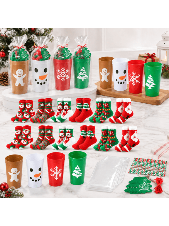 Cute Christmas Women's Cupcake Sock Gift Set, 12-Piece Festive Holiday Bundle