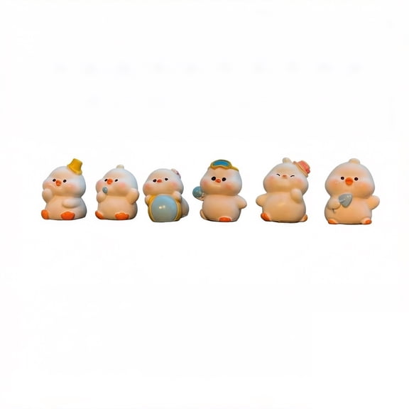 Cute Chubby Duck Resin Car Dashboard Figurines Set for Center Console Screen Decoration