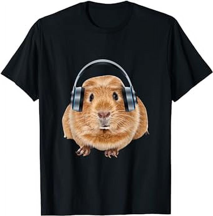 Cute Chubby Guinea Pig Shirt With Headphones On His Ears T-Shirt ...