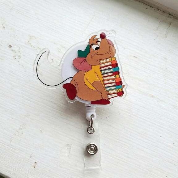 Cute Chubby Mouse Badge Reel, Funny Cartoon Mouse Nurse Badge Holder, Retractable ID Badge Clip, Cute Animal Work Badge Reel, Nurse Gift