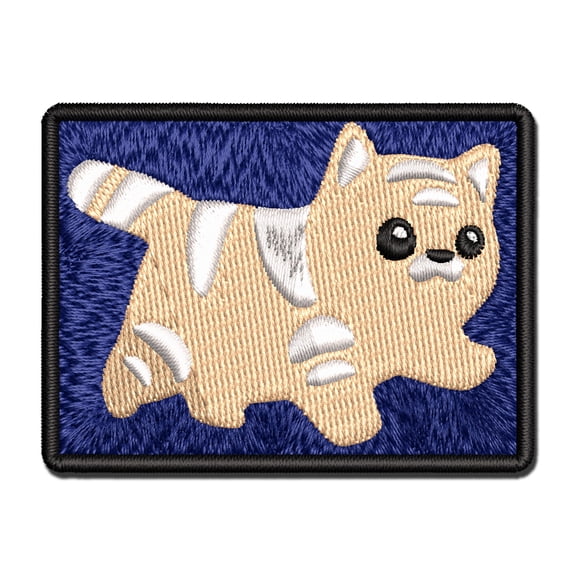 Cute Chubby Munchkin Cat Walking with Conviction Applique Multi-Color Embroidered Iron-On Patch - 3.5 Inch Large