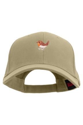 Cute Chucao Bird Embroidered Brushed Bull Denim Low Profile Cap - Khaki OSFM