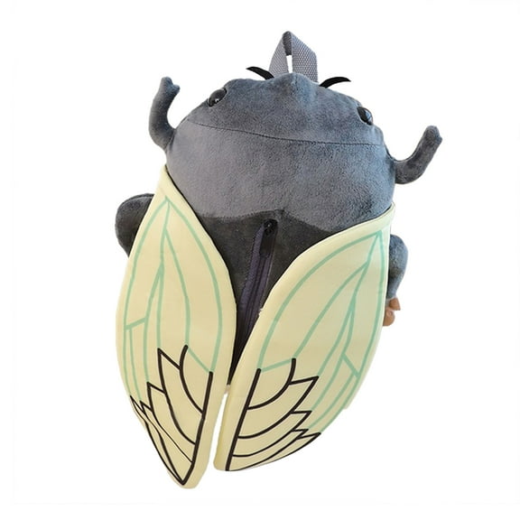 Cute Cicada Plushy Purse Cartoon Kids Backpack Lightweight 3D Design Adjustable Straps Preschool Approved For Travel Nature Summer Adventures