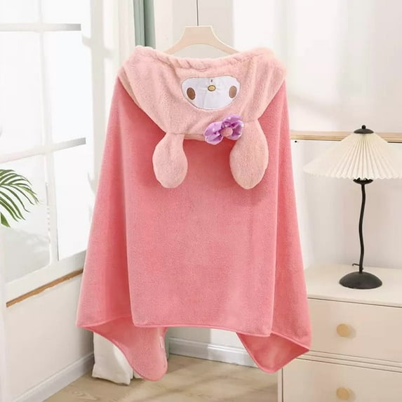 Cute Cinnamoroll Kuromi Hooded Cape Cloak Wearable Blanket Hoodie Winter Warm Shawl Mantle Flannel Pajamas