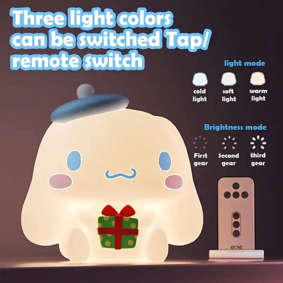 Cute Cinnamoroll Pat Night Light Cartoon USB Charging Induction Bedside Lamp Kids Christmas Gift
