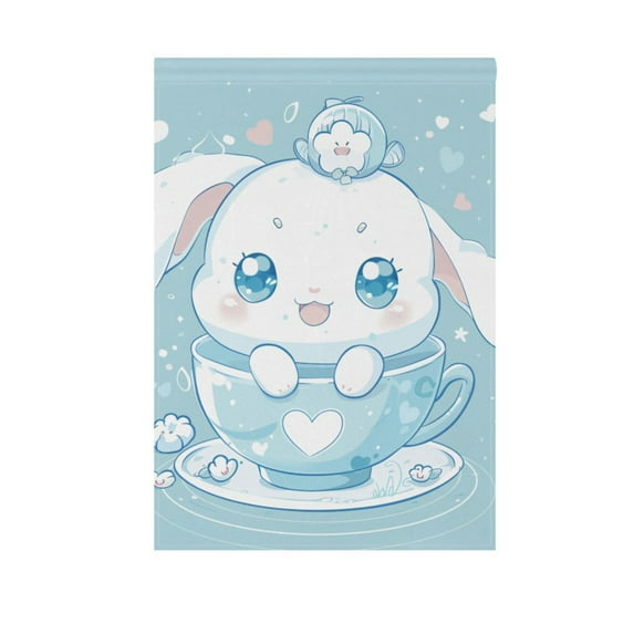 Cute Cinnamoroll Sanrio in Cup Garden Flag 12"x18" Double-Sided Yard Flags for Outside Outdoor All Seasonal Decoration