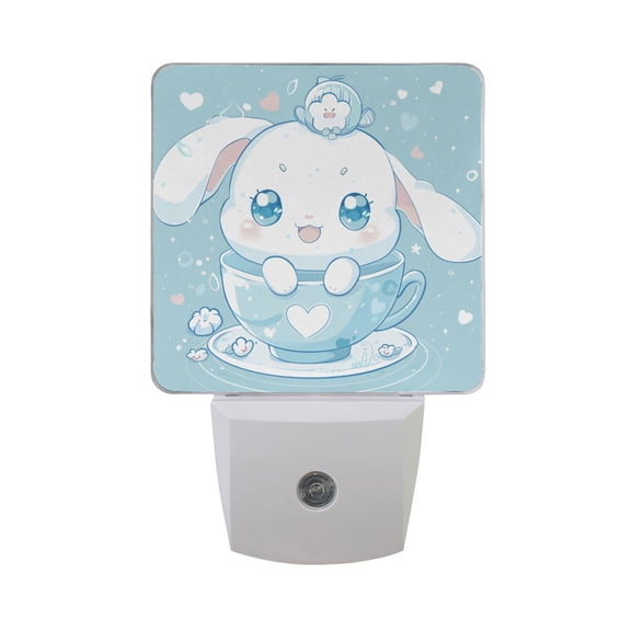Cute Cinnamoroll Sanrio in Cup Night Light 2 Pack LED Nightlight Plug into Wall Dusk to Dawn Sensor Soft White