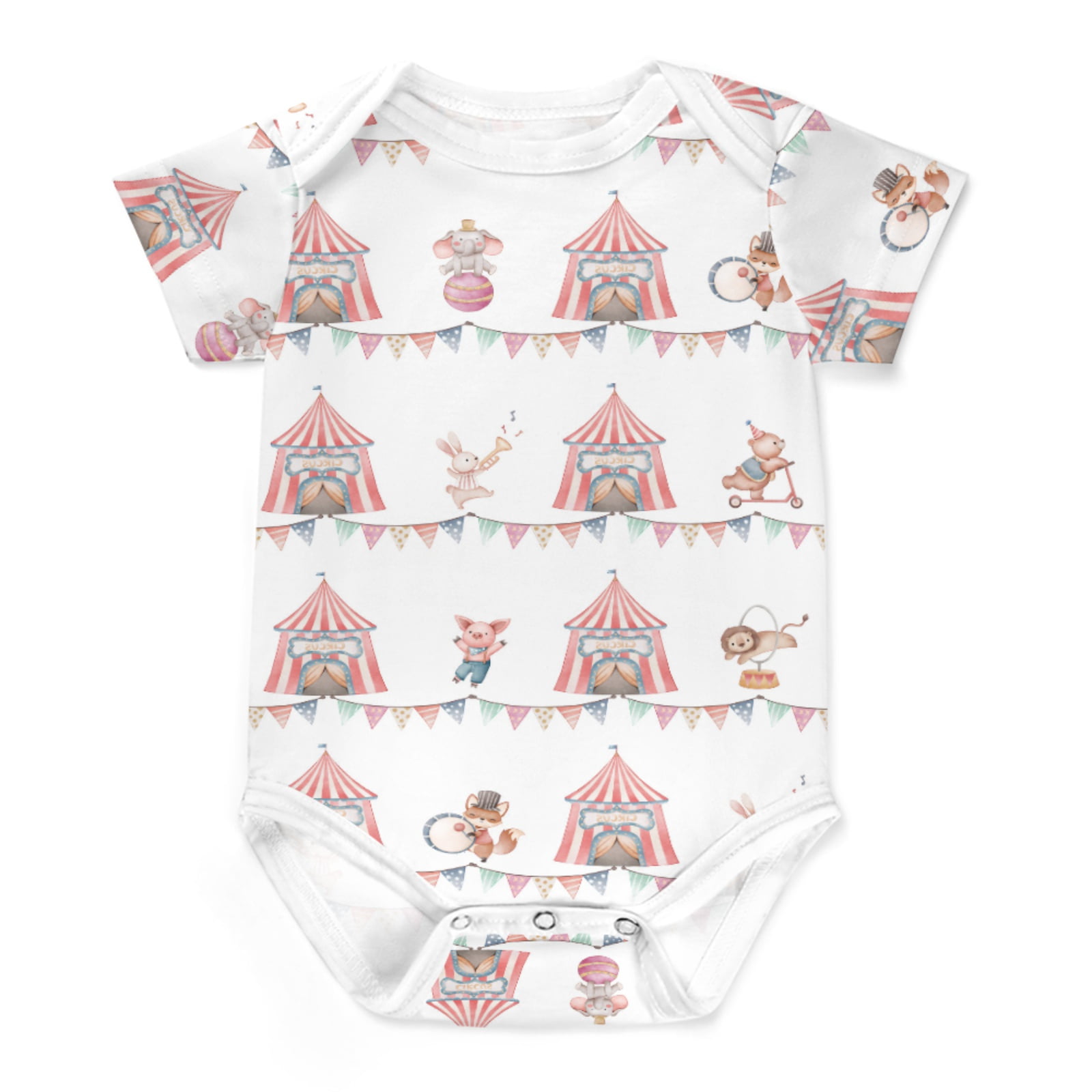 Modern Printed Newborn Baby Short Sleeved Cotton Jumpsuit Infant Cartoon Animal Costumes Clothing For Girls and Boys Kids main image 1