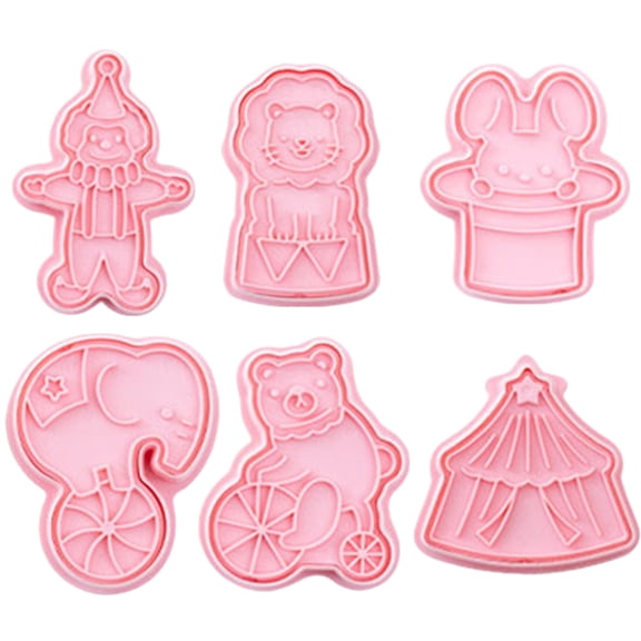 6pcs Circus Cookie Cutters and Fondant Molds Plastic Kitchen Baking Tools