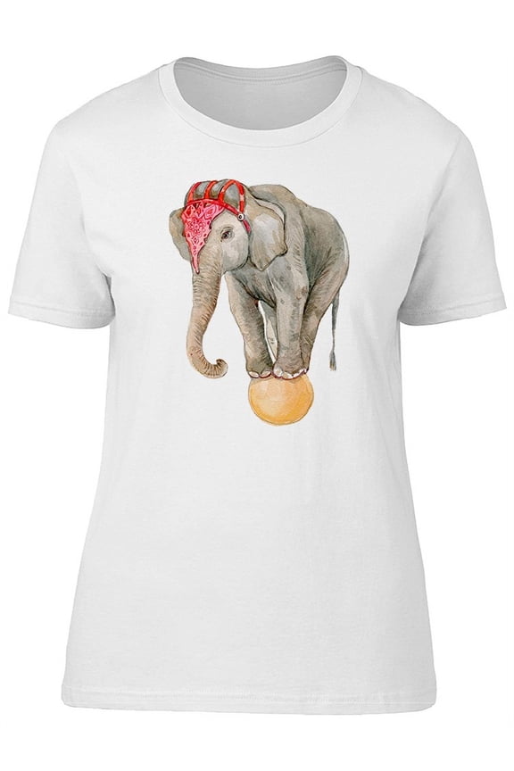Cute Circus Elephant On Ball T-Shirt Women -Image by Shutterstock, Female Small