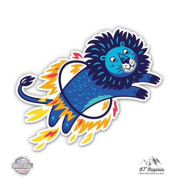 Cute Circus Lion - 3" Vinyl Sticker - For Car Laptop I-Pad Phone Helmet Hard Hat - Waterproof Decal