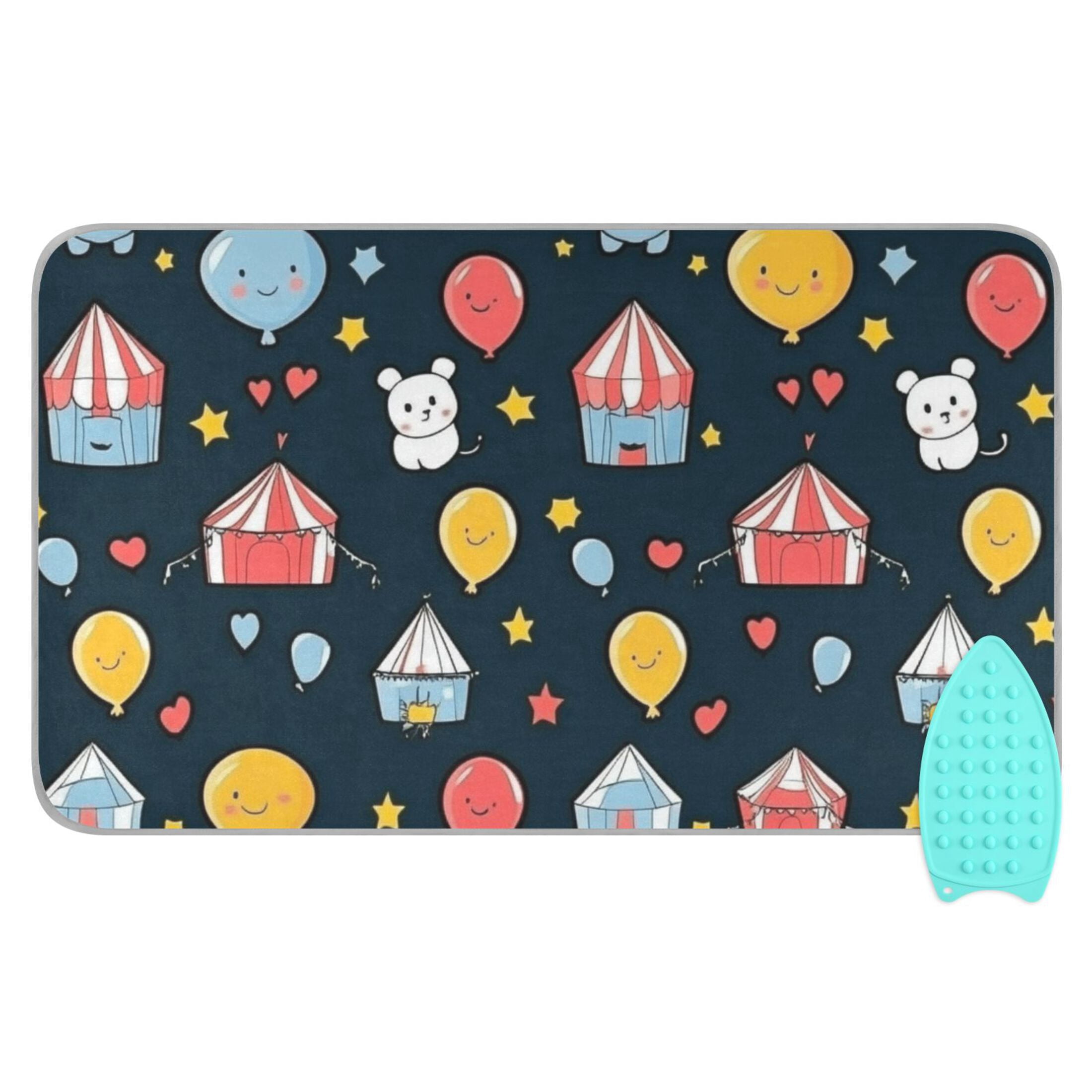 Cute Circus Pattern Ironing Mat Blanket for Table Top Travel Portable Ironing Board Pad 47.2x27.6 Inch