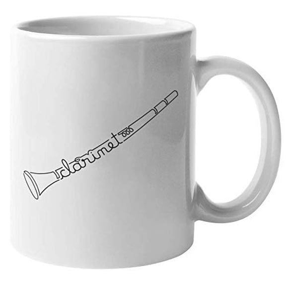 Cute Clarinet Doodle Line Art Drawing Coffee & Tea Gift Mug For A Clarinetist, Musician, Music Producer, Artist, Instrumentalist, Music Lovers, Men, And Women (11oz)