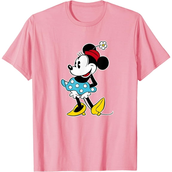 Cute Classic Minnie Mouse Flower Hat DTG Print Unisex T-Shirt,Light Pink Color,Size 2T