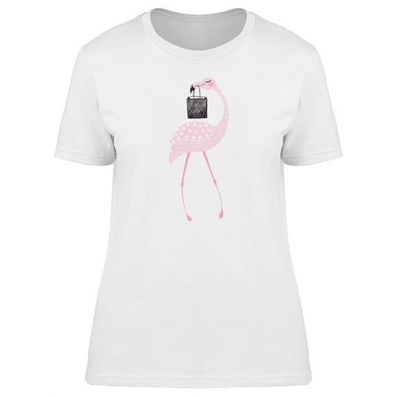 Cute Classy Flamingo Doodle T-Shirt Women -Image by Shutterstock, Female XX-Large