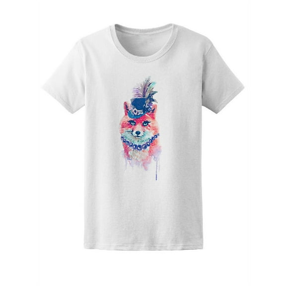 Cute Classy Watercolor Fox T-Shirt Women -Image by Shutterstock, Female x-Large