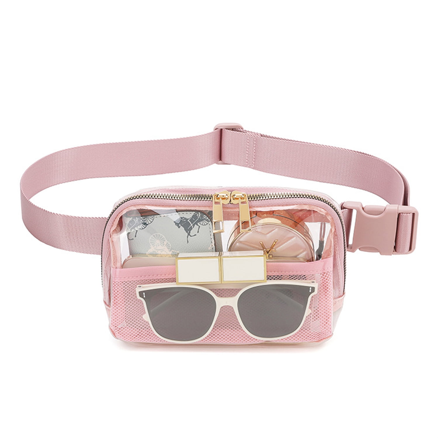 Cute Clear Belt Bag Stadium approved with Adjustable Strap Clear Fanny Pack Cute Waist Bag Pink Walmart Business Supplies