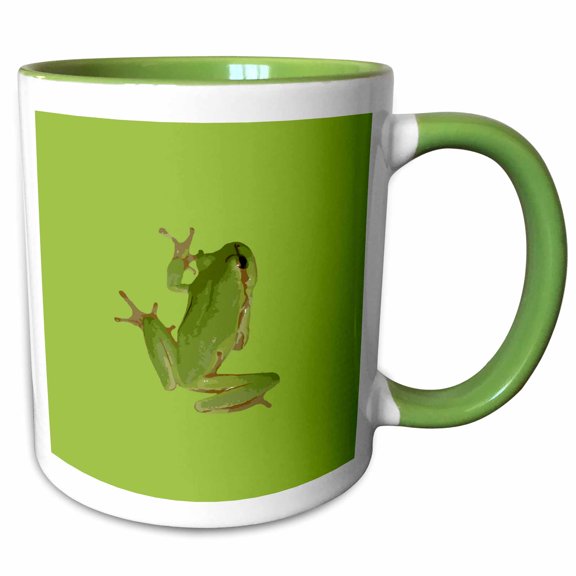 3drose, Cute Climbing Green Tree Frog Vector Art, 11oz Two-tone Green Mug