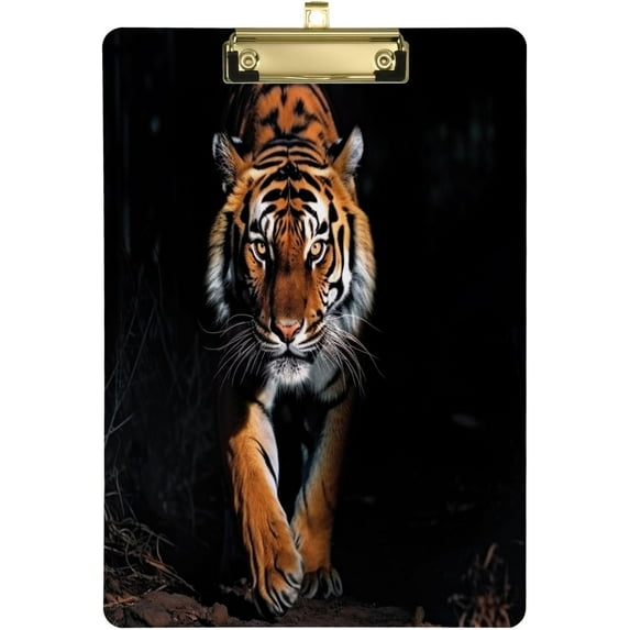 Cute Clipboard Stardard Letter Size for Women with Golden Clip,Translucent Clip Board,Office & School Supplies,(12" x 9",Menacing Tiger) Gifts