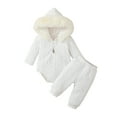 thumbnail image 1 of Toddler Girls Clothes Baby Girls Clothes Baby Girl Clothes Outfits Girls Hooded Long Sleeve Romper and Pants Outfit White 6-9 Months, 1 of 9