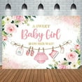 thumbnail image 1 of Cute Clothes Baby Shower Backdrop for Girls a Sweet Baby Girl is on The Way Newborn Kids Pink Floral Gold Dots Baby Shower Party Decorations Banner Supplies Photo Booth Props, 1 of 1