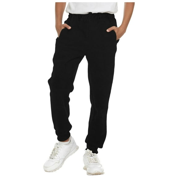 Cute Clothes for Girls Size 10-12 Preppy Boys Baggy Sweatpants Straight Wide Leg Open Bottom Casual Pants Elastic Waist Workout Athletic Joggers Pockets Sweat Pants