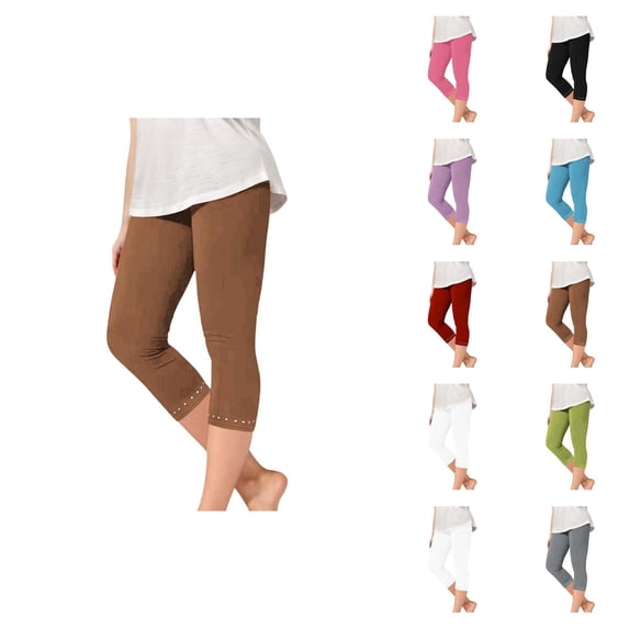 Cute Clothes for Teen Girls Pants Girls Girls Yoga Pants With Rhinestone Trim Comfortable Stretchy Capris For Everyday Wear Casual School Outdoor Activities Spring Summer Fall