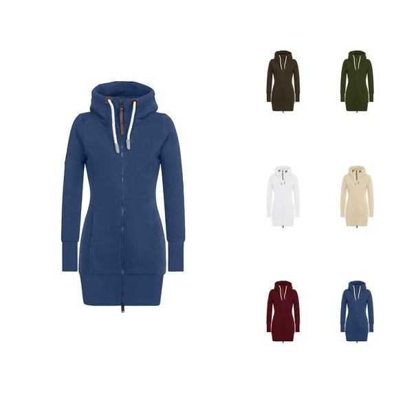 Cute Clothes Women's Solid Color Sweatshirt Women's Solid Color High Sweatshirt Drawstring Slim Graceful Blouse Coat