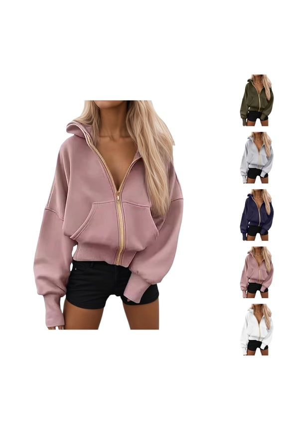 Cute Clothes Women's Solid Sweatshirt Men's Casual Hooded Zip Up Sweatshirt Long Sleeve Loose Fit Pullover With Pockets For Daily Wear Outdoor Sports Autumn Winter Comfortable