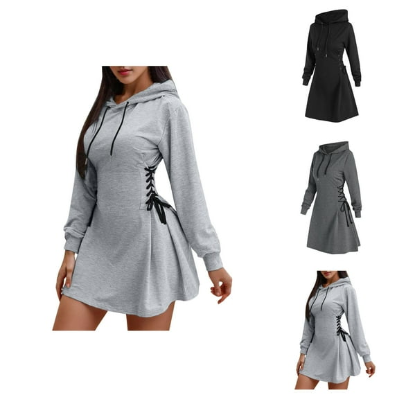 Cute Clothes Women's Solid Sweatshirt Women Girl Slim Hoodie Long Sweatshirt Shape Hoodies Sweatshirt Hoody Ladies Autumn Plain Lace Up Drawstring Hooded