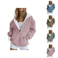 thumbnail image 1 of Cute Clothes Women's Solid Sweatshirt Women's Casual Fashion Hooded Drawstring Solid Color Zipper Coat Pocket Coat Sweatshirt, 1 of 4