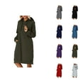 thumbnail image 1 of Cute Clothes Women's Solid Sweatshirt Women's Casual Hooded Sweater Dress Split Hem Long Sleeve Pullover Tunic Top For Daily Wear In Fall And Winter, 1 of 6