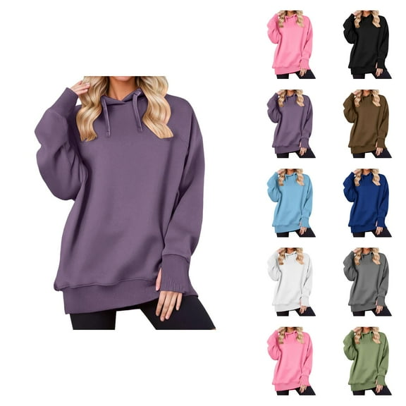 Cute Clothes Women's Solid Sweatshirt Women's Casual Long Sleeve Hooded Sweatshirt Solid Color Pullover Fashion Hoodie For Daily Wear Comfortable Loungewear