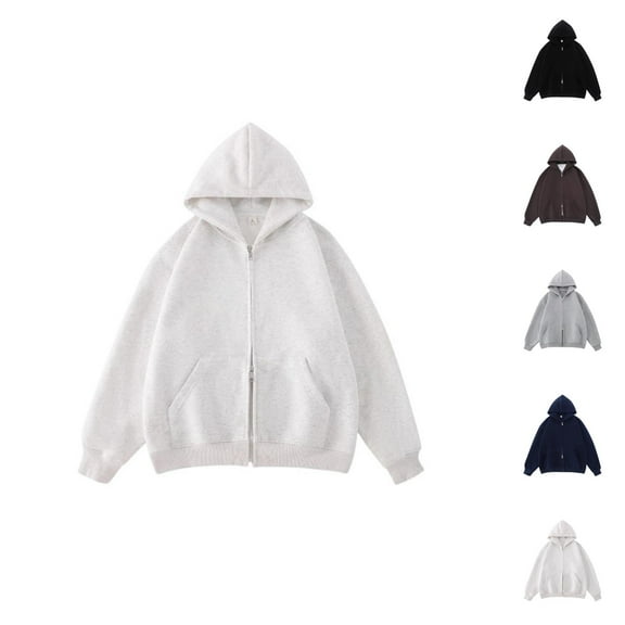 Cute Clothes Women's Solid Sweatshirt Women's Zip Up Hoodie Lined Sweatshirt Casual Pullover Jacket With Double Zipper For Outdoor Travel Campus