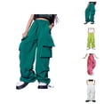 thumbnail image 1 of Cute Clothes for Teen Girls Pant for Girls Pants For Girls Casual High Waisted Drawstring Loose Fit Pockets Kid Tall Cargo Sweatpants, 1 of 4