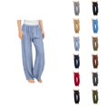 thumbnail image 1 of Cute Clothes for Teen Girls Pants for Girls Teen Girls Casual Linen Pants Lightweight Summer Loose Fit Elastic Waist Plus Size Solid Long Trousers, 1 of 9